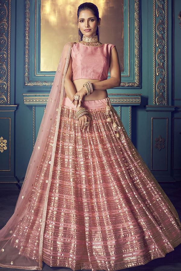 Picture of Stunning beautiful Pink colored lehenga choli 