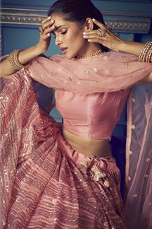 Picture of Stunning beautiful Pink colored lehenga choli 