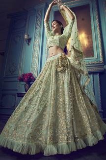 Picture of Stunning Green colored beautiful lehenga choli 