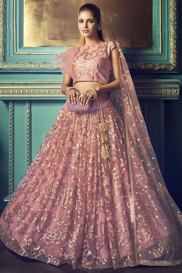 Picture of Stunning Mauve Pink colored lehenga choli