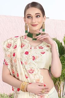 Picture of Appealing Cream Color Two Tone Vichitra Silk Saree