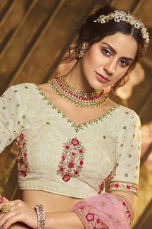 Picture of Best White Colored Embroidery  Designer Lehenga Choli