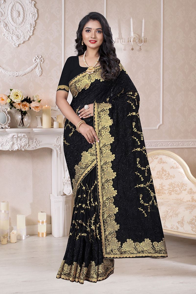 Black designer sarees | Saree look, Saree designs party wear, Stylish sarees-sgquangbinhtourist.com.vn