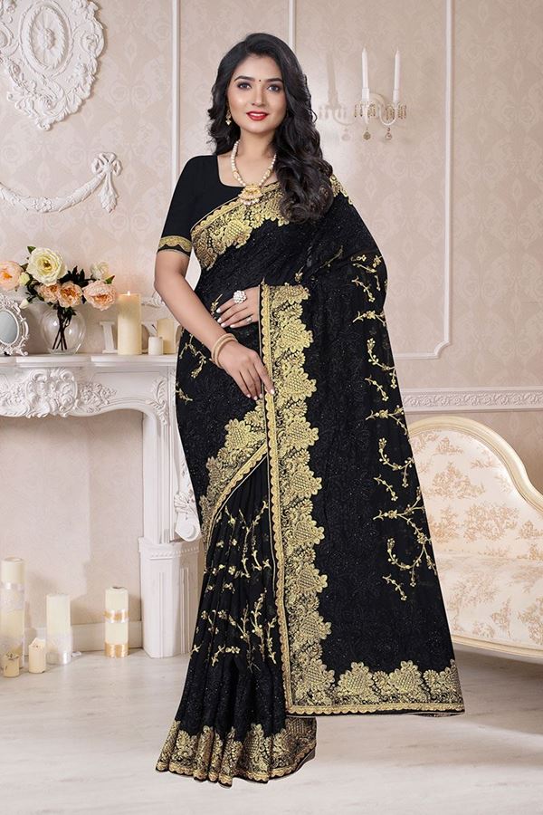Picture of Regal Look Black Colored Designer Saree