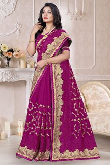 Picture of Designer Royal Purple Colored Saree