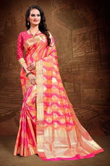Picture of Jacquard Art Silk Pink Colored Saree