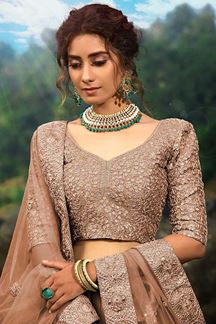 Picture of Pretty Brown Colored Lehenga Choli