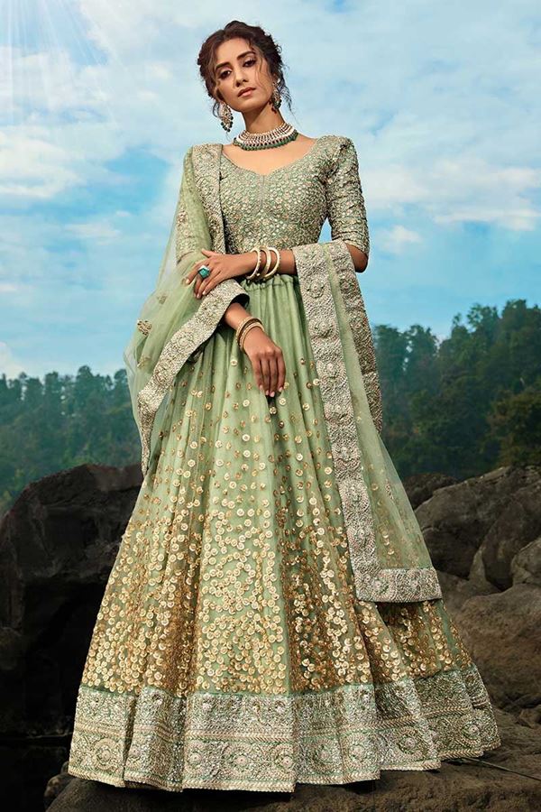 Picture of Marvelous Looking Green Colored Lehenga Choli