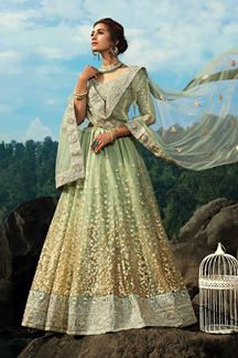 Picture of Marvelous Looking Green Colored Lehenga Choli