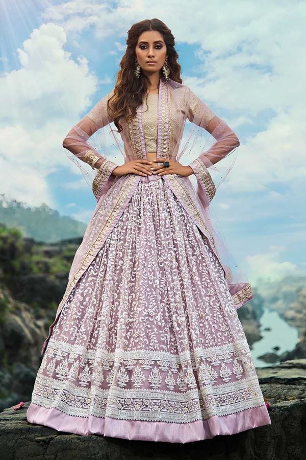 Picture of Stunning Lilac Colored Festive Wear Lehenga Choli