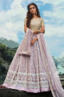Picture of Stunning Lilac Colored Festive Wear Lehenga Choli