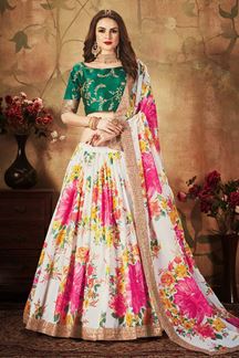 Picture of Green And White Color Designer Lehenga Choli