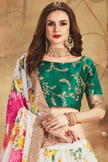Picture of Green And White Color Designer Lehenga Choli