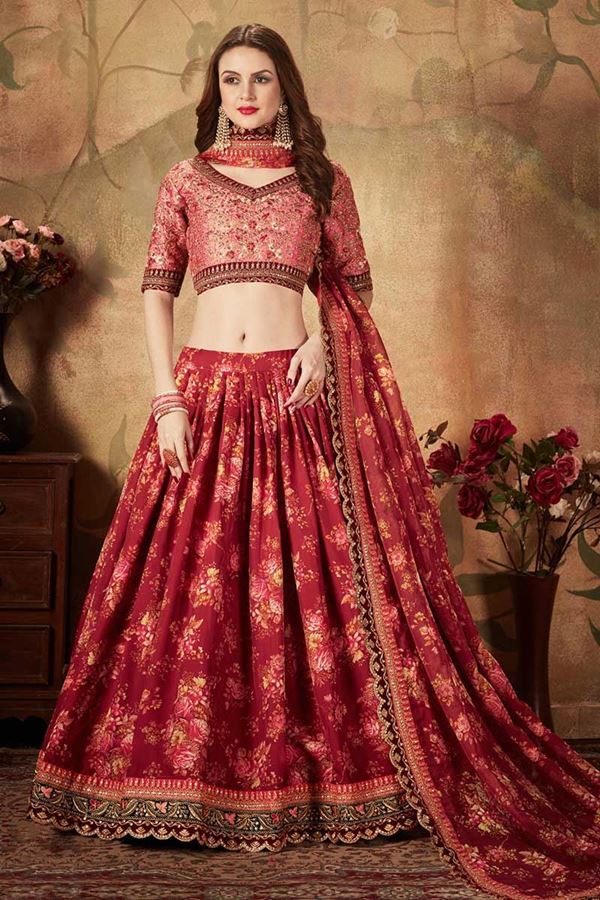 Picture of Bold Red Colored Lehenga Choli