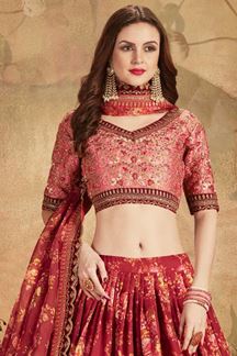 Picture of Bold Red Colored Lehenga Choli