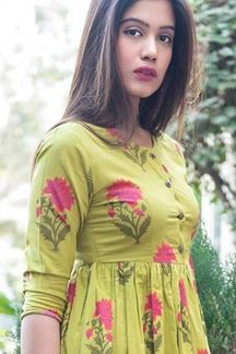 Picture of Green Colored Muslin Long Kurti
