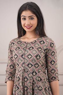 Picture of Partywear Designer Foil Print Multi –Colored Kurti