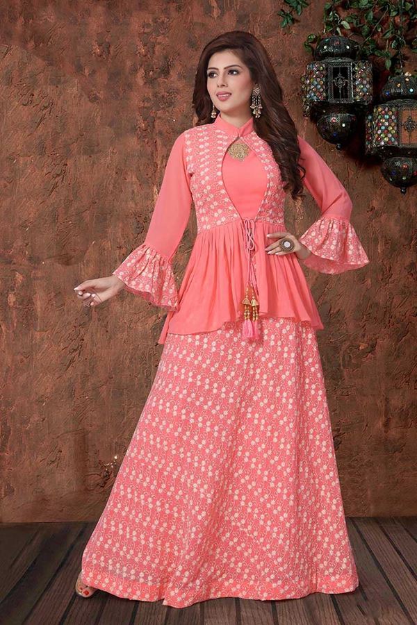 Picture of Timeless Peach designer Georgette lehenga choli