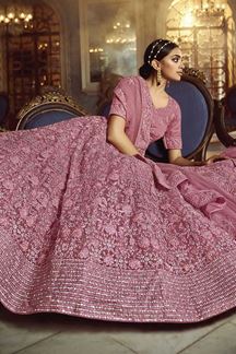 Picture of Stylee Lifestyle Pink Colored Net Lehenga Choli