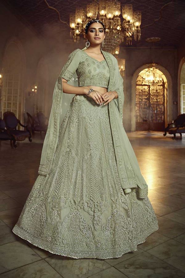 Picture of Graceful Green Colored Partywear Net Lehenga Choli