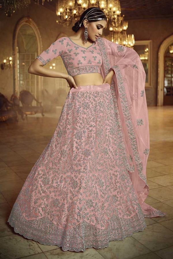 Picture of Appealing Pink Colored Net Legenga Choli