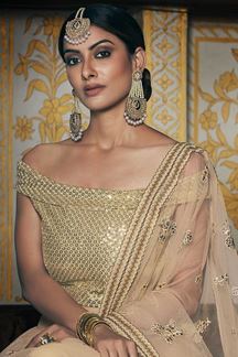 Picture of Wedding Designer Embroidery Cream Lahengha Choli