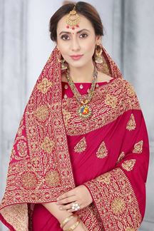 Picture of Gajari Colored Partywear Vichitra Blooming Silk