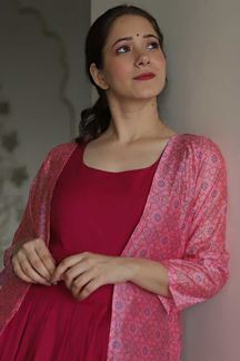Picture of Partywear Designer Printed Pink Color Kurti