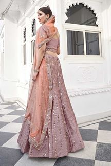 Picture of Rose Pink Colored Designer Wedding Wear Silk Lehenga Choli