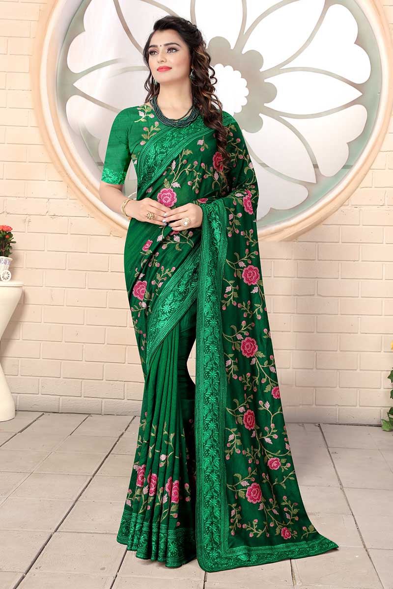 Buy Occasion Wear Rama Chanderi Silk Embroidery Work Readymade Churidar  Suit Online