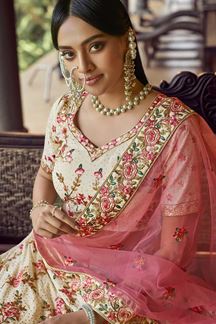Picture of Adoring Off-White Colored Georgette Lehenga Choli