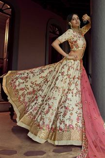 Picture of Adoring Off-White Colored Georgette Lehenga Choli