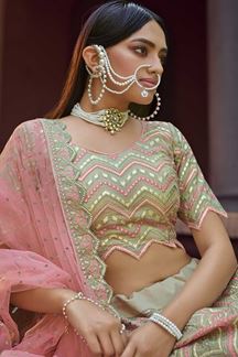 Picture of Ravishing Green Colored Organza Lehenga Choli