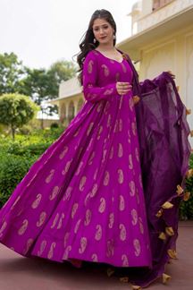 Picture of Partywear Designer Purple Colored Kurti With Dupatta