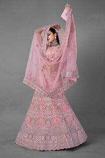 Picture of Eye-catching Pink Colored Designer Net Lehenga Choli
