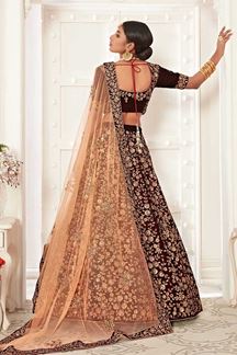 Picture of Latest Designer Maroon Colored Bridal Lehenga Choli