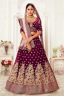 Picture of Latest Designer Purple Colored Bridal Lehenga Choli