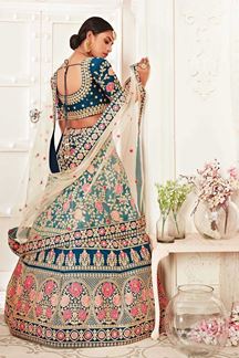 Picture of Latest Designer Blue Colored Bridal Lehenga Choli