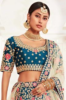 Picture of Latest Designer Blue Colored Bridal Lehenga Choli