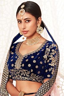 Picture of Latest Designer Navy Blue Colored Bridal Lehenga Choli