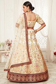 Picture of Latest Designer Off- White Colored Bridal Lehenga Choli