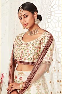 Picture of Latest Designer Off- White Colored Bridal Lehenga Choli