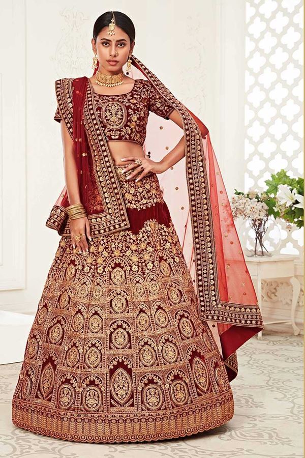 Picture of Latest Designer Red Colored Bridal Lehenga Choli