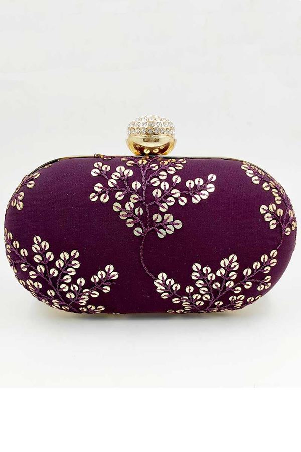 Picture of Exclusive Designer Purple Colored Oval Shape Clutches