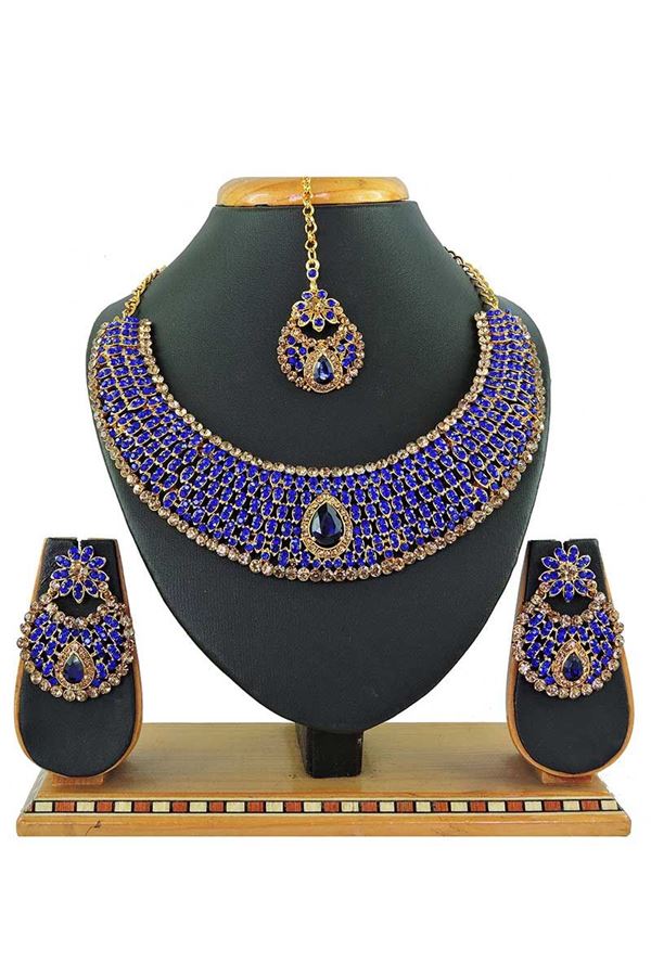 Picture of Blue Colored Imitation Jewellery-Necklace Set