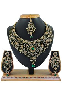 Picture of Beautiful Green Colored Stone Imitation Necklace Set