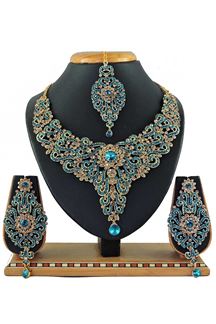 Picture of Beautiful Sky Blue  Colored Stone Imitation Necklace Set