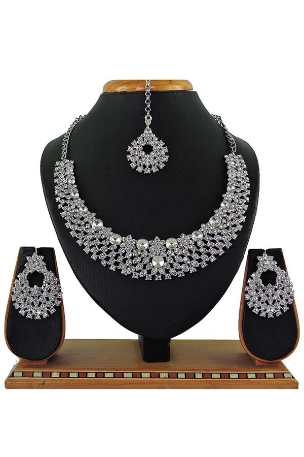 Picture of Artificial White Stone Necklace Set