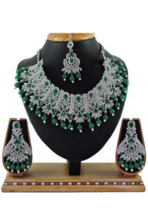 Picture of Amazing Green Colored Stone Imitation Necklace Set 