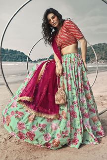 Picture of Unique Sky Blue Colored  Designer Lehenga Choli